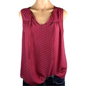•LOFT• sleeveless tie-front polka dot top blouse